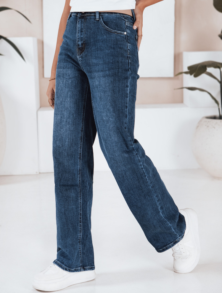 Tmavomodré dámske široké džínsy s vysokým pásom UY2782 Veľkosť: S