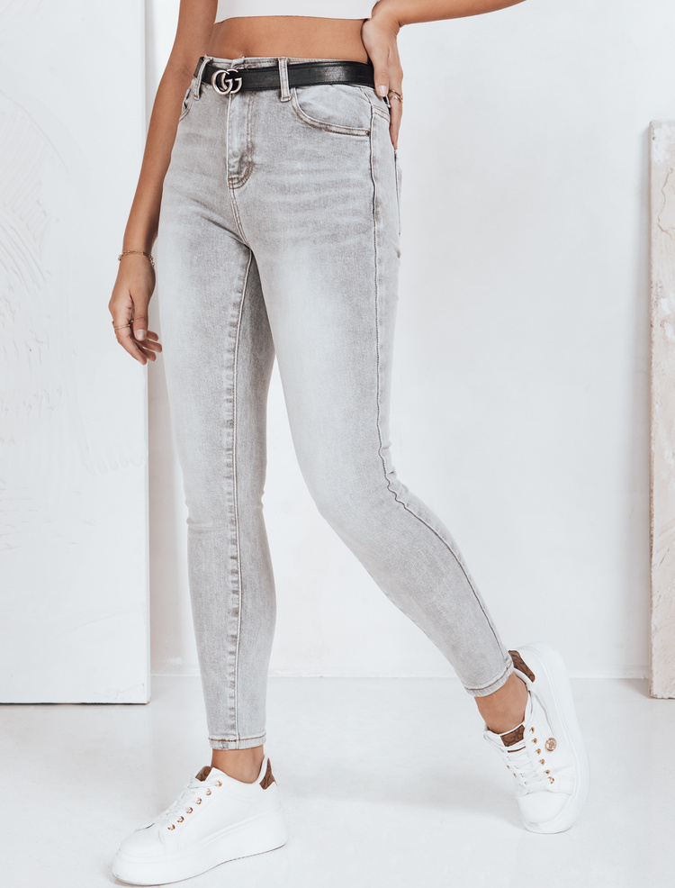 Svetlosivé dámske úzke džínsy s vysokým pásom UY2802 Veľkosť: 27