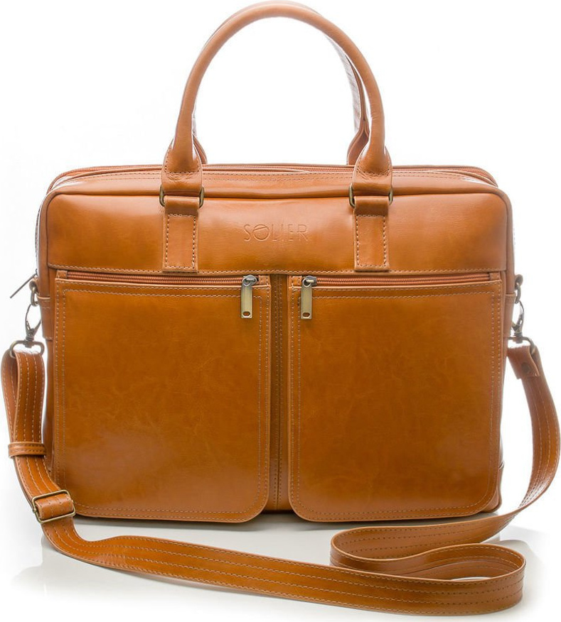 Pánska kožená hnedá taška SOLIER SL01 camel Veľkosť: ONE SIZE