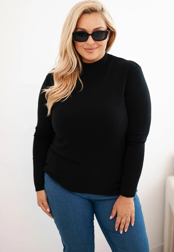 Čierny dámsky plus size rolák Veľkosť: ONE SIZE