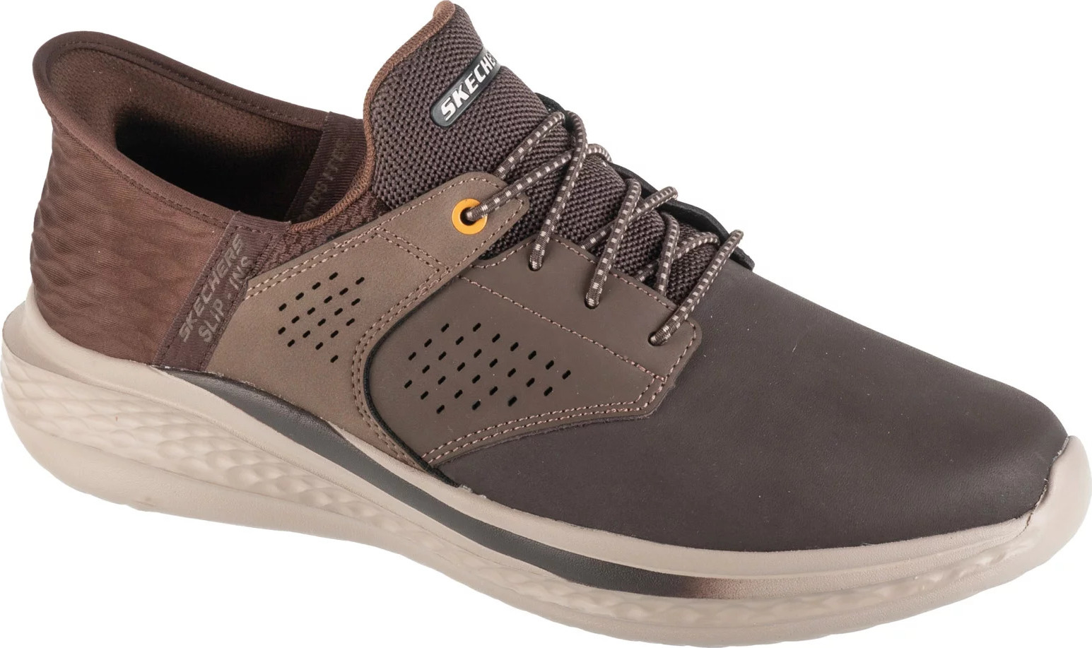 Hnedé pánske kožené tenisky Skechers Slip-Ins: Slade - Macklin 210890-CHOC Veľkosť: 43