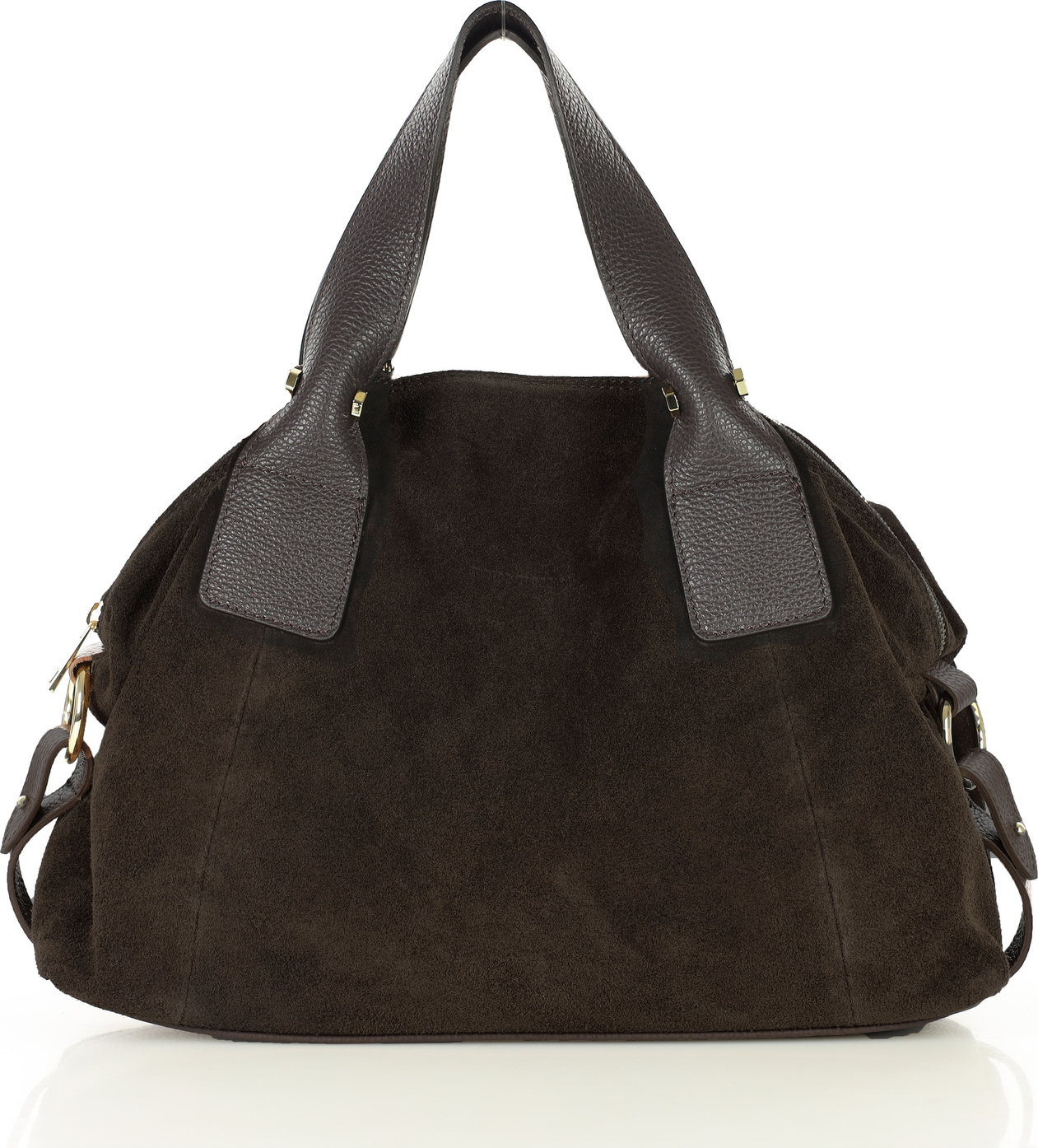 MARCO MAZZINI Tmavo hnedá kožená shopper kabelka (s288c) Veľkosť: ONE SIZE