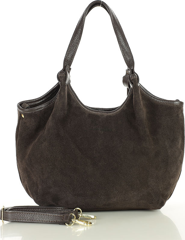 MARCO MAZZINI Tmavo hnedá semišová hobo kabelka (s291c) Veľkosť: ONE SIZE