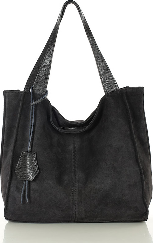 MARCO MAZZINI Čierna semišová shopper kabelka (s139aa) Veľkosť: ONE SIZE