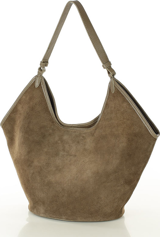 MARCO MAZZINI Béžová taupe kožená hobo kabelka (s289b) Veľkosť: ONE SIZE