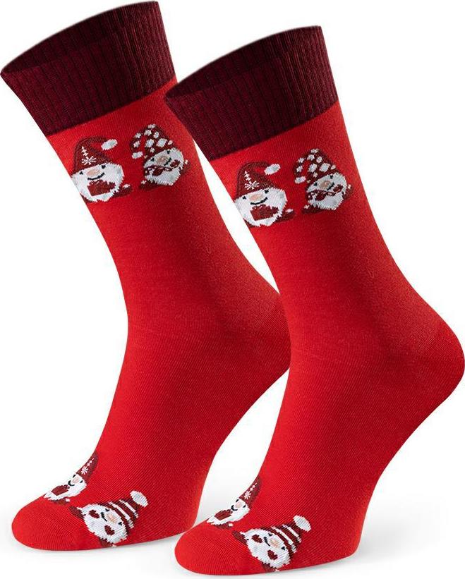 Červené pánske vysoké ponožky s vianočným motívom Art.136 KL173, RED Veľkosť: 44/46