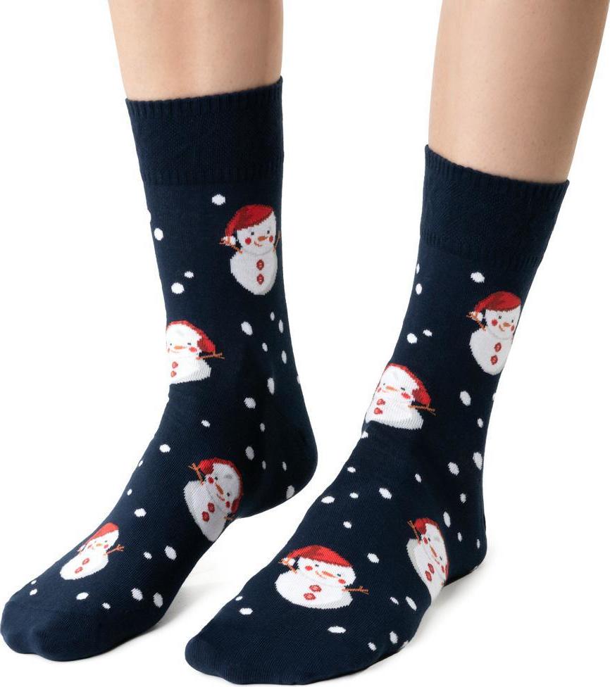 Tmavomodré dámske vianočné ponožky Art.136 KL139, BLACK Veľkosť: 38/40