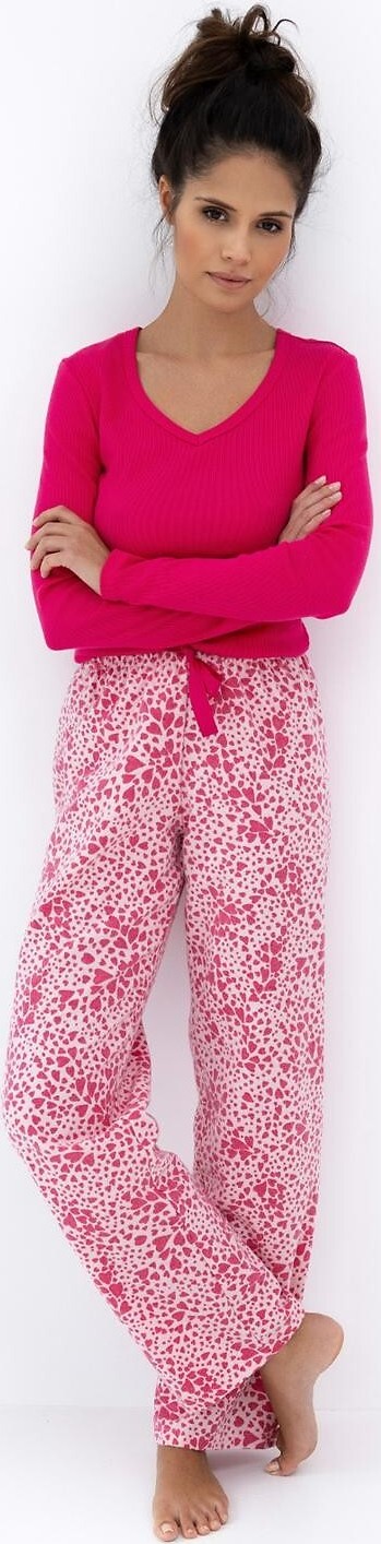 Sensis Dlhé dámske pyžamo so srdiečkami Landry dł/r S-XL Veľkosť: M, Barva: ružová