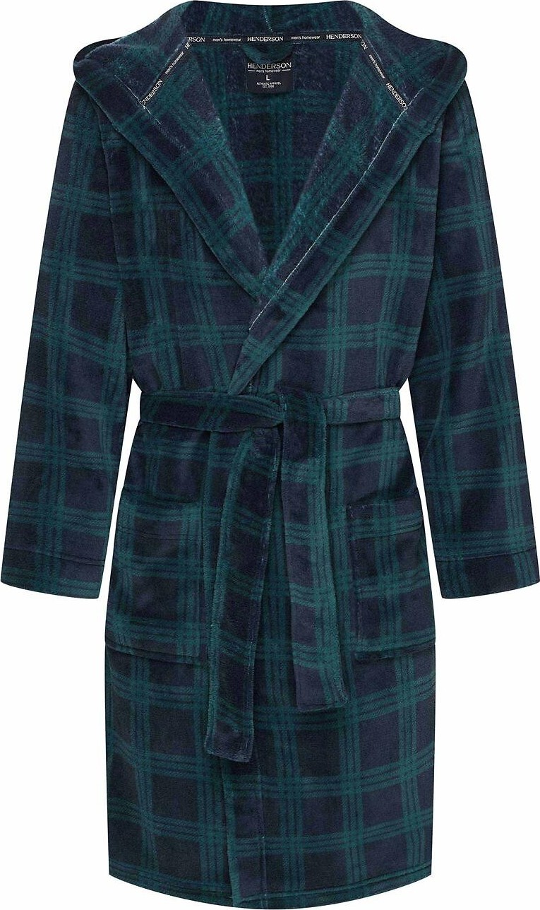 Henderson Tmavomodrý pánsky károvaný župan Nickel s kapucňou 43373 Nickel M-3XL Veľkosť: 3XL, Barva: tmavomodrá