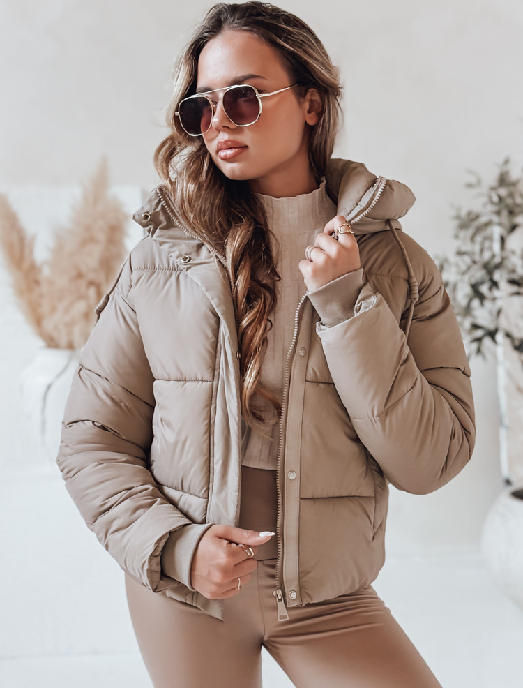 Béžová dámska zimná bunda SNOWLIKE s prešívaním a praktickou kapucňou TY4931 Veľkosť: XL