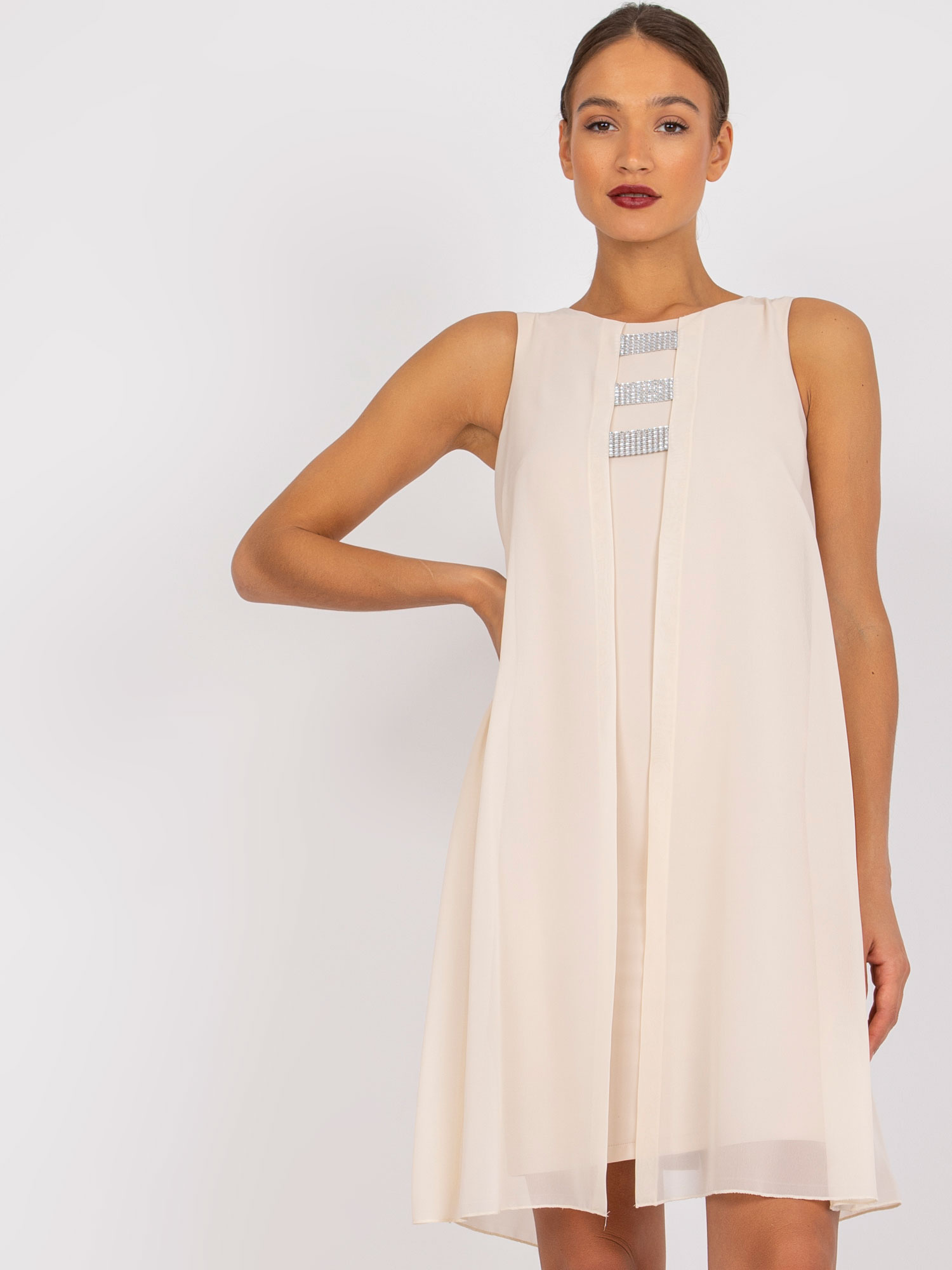 Svetlobéžové voľné šaty -NU-SK-1484.11P-beige Veľkosť: 36