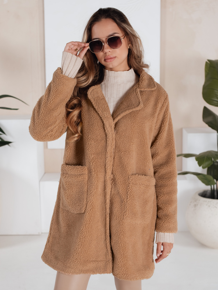 Camel dámsky oversize teddy kabát NY0758 Veľkosť: S