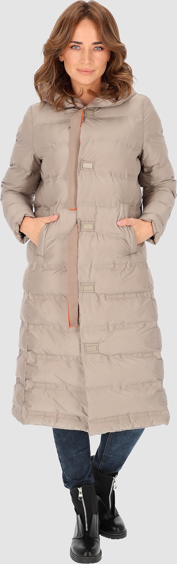 Béžová dámska zateplená bunda s kapucňou BLH 231010 F - Beige Veľkosť: 2XL