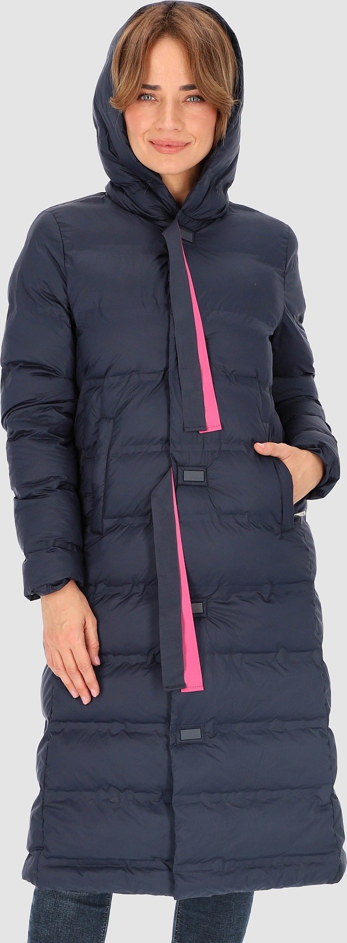 Tmavomodrá dámska zateplená bunda s kapucňou BLH 231010 F - dark blue Veľkosť: 2XL