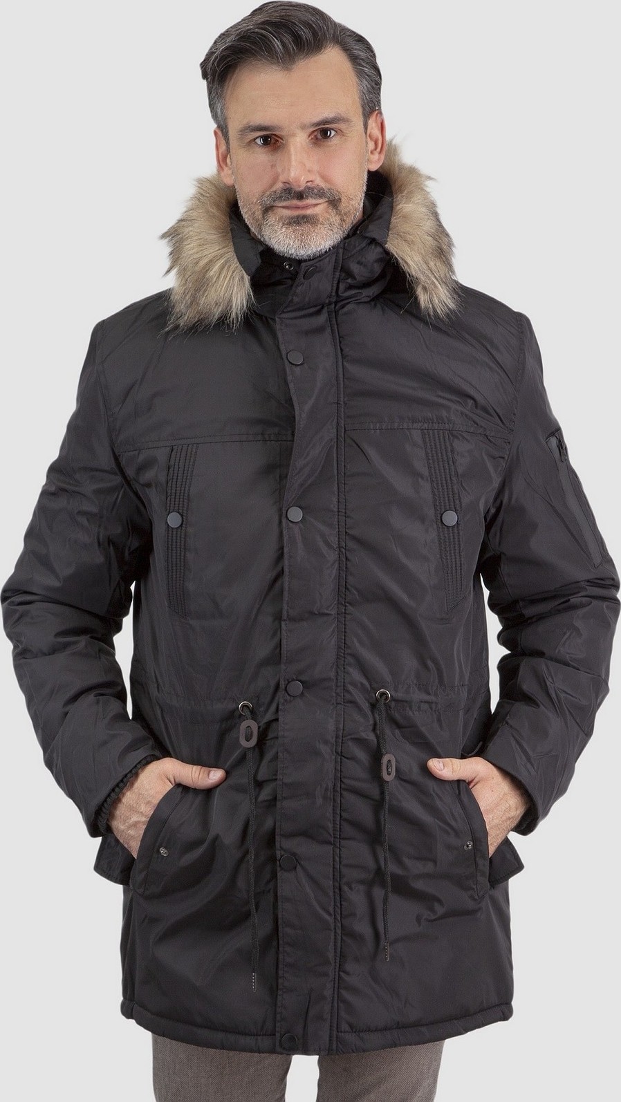 Čierna pánska zimná parka s kapucňou PKH 91C0008 H - Black Veľkosť: L