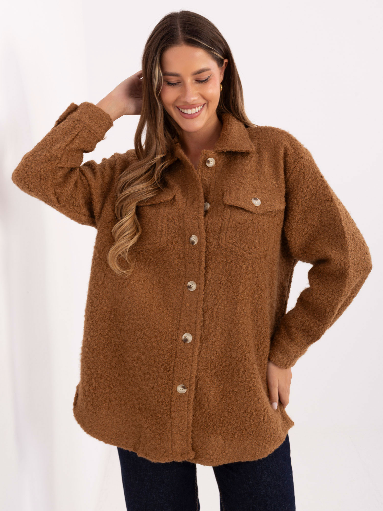 Camel dámska košeľová bunda IT-KR-1709.85-camel Veľkosť: L/XL