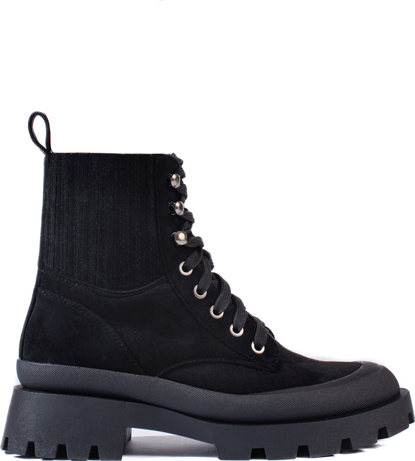 Čierne šnurovacie semišové členkové topánky 8628B Veľkosť: 36