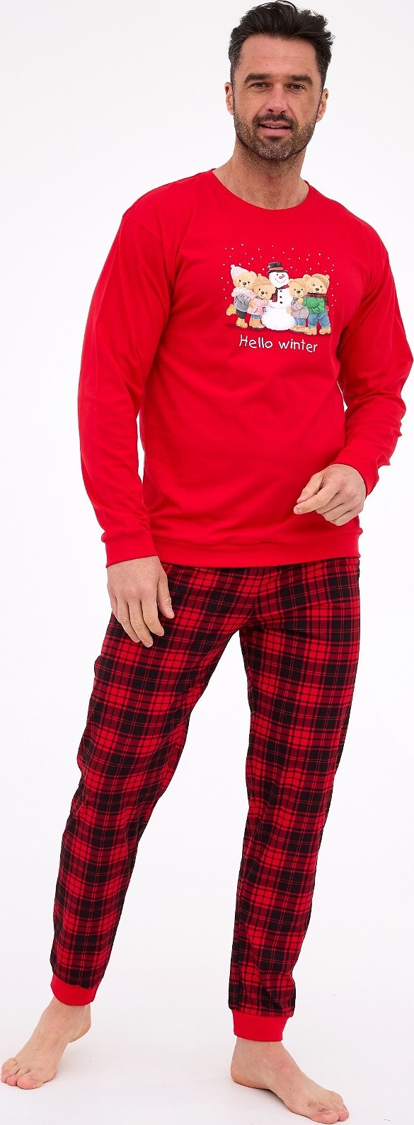 Cornette Pánske vianočné pyžamo s károvanými nohavicami 115/289 Winter dł/r Christmas S-2XL meska Veľkosť: L, Barva: Červená