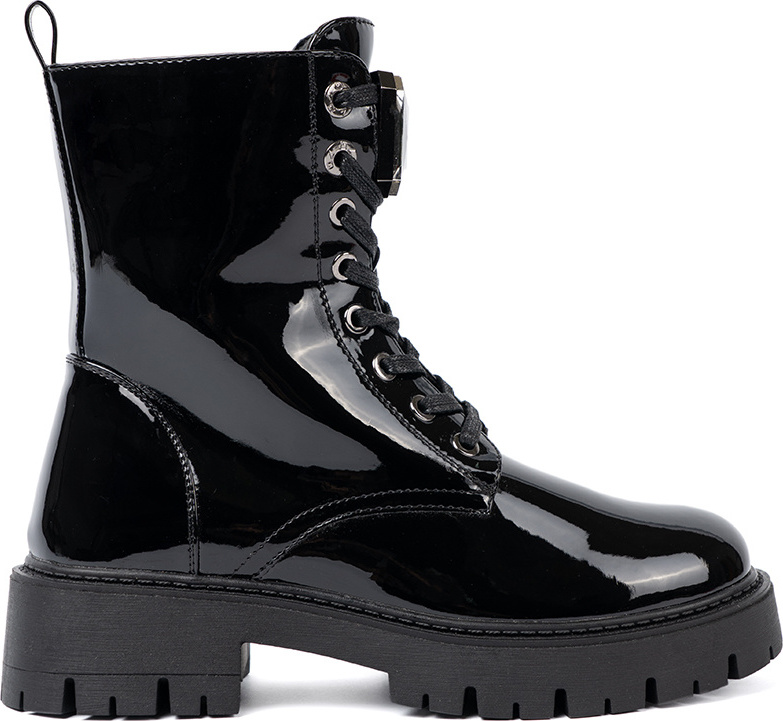 Lakované dámske čierne členkové topánky na šnurovanie DES839M-B Veľkosť: 37