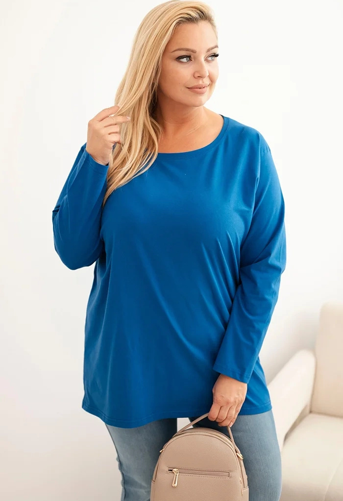 Modrá plus size blúzka s okrúhlym výstrihom Veľkosť: 2XL/3XL
