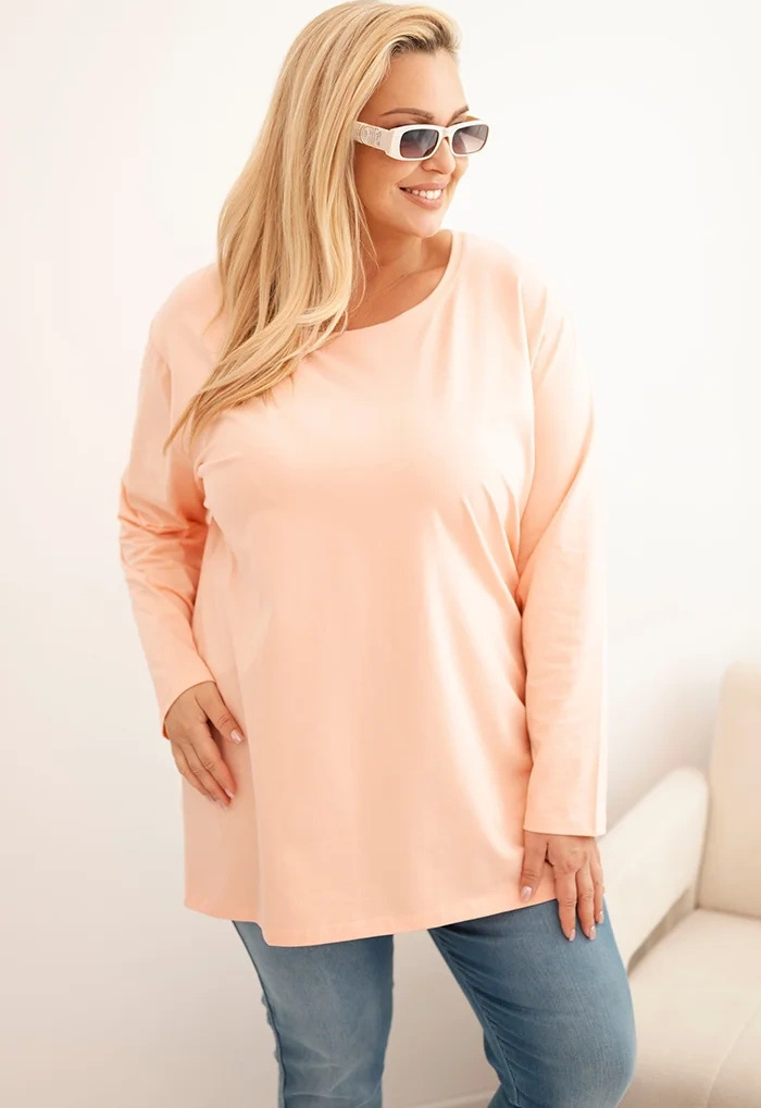 Marhuľová plus size blúzka s okrúhlym výstrihom Veľkosť: 4XL/5XL