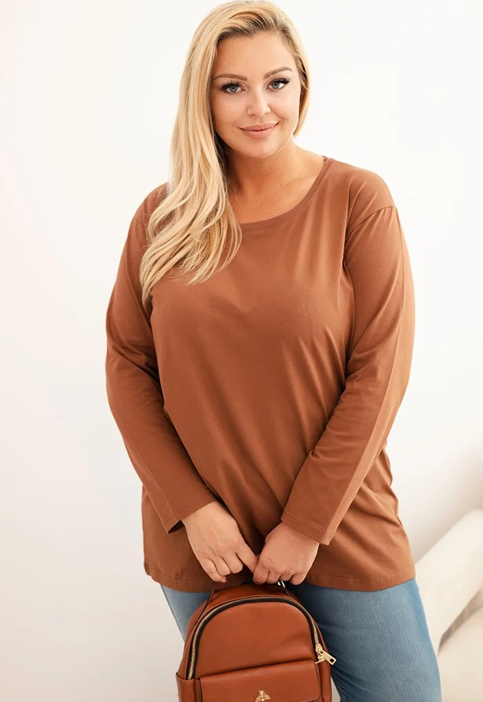 Camel plus size blúzka s okrúhlym výstrihom Veľkosť: 4XL/5XL