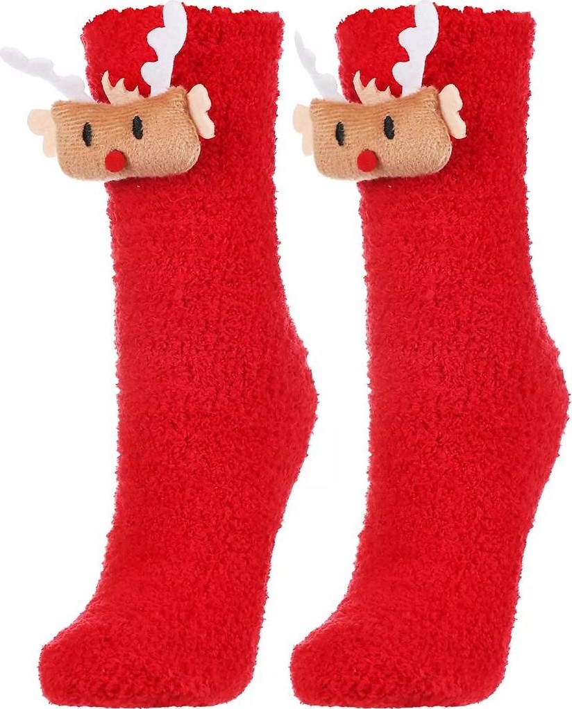 Moraj Červené dámske vianočné ponožky CSLS 250-031 ABS Pudełko Veľkosť: ONE SIZE, Barva: Červená