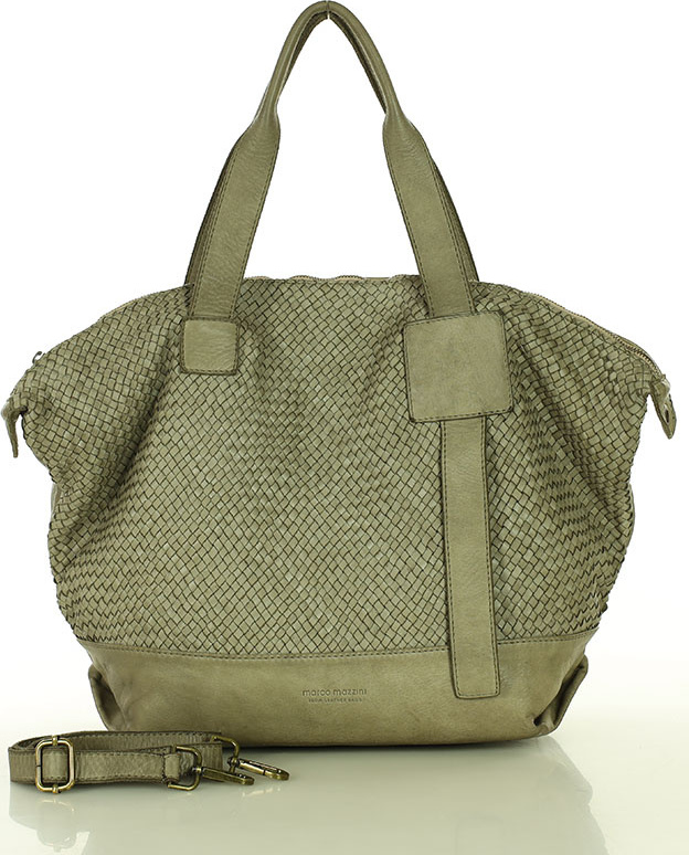 Marco Mazzini Béžová taupe dámska kožená shopper kabelka (v257c) Veľkosť: ONE SIZE