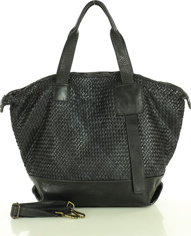 Marco Mazzini Čierna dámska kožená shopper kabelka (v257a) Veľkosť: ONE SIZE