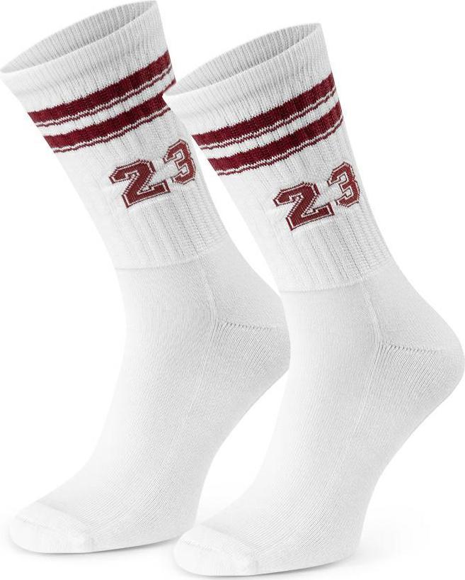 Bielo-vínové športové polofroté ponožky s vysokým sťahovacím pásikom Art. 047 AU123, WHITE Veľkosť: 35/37