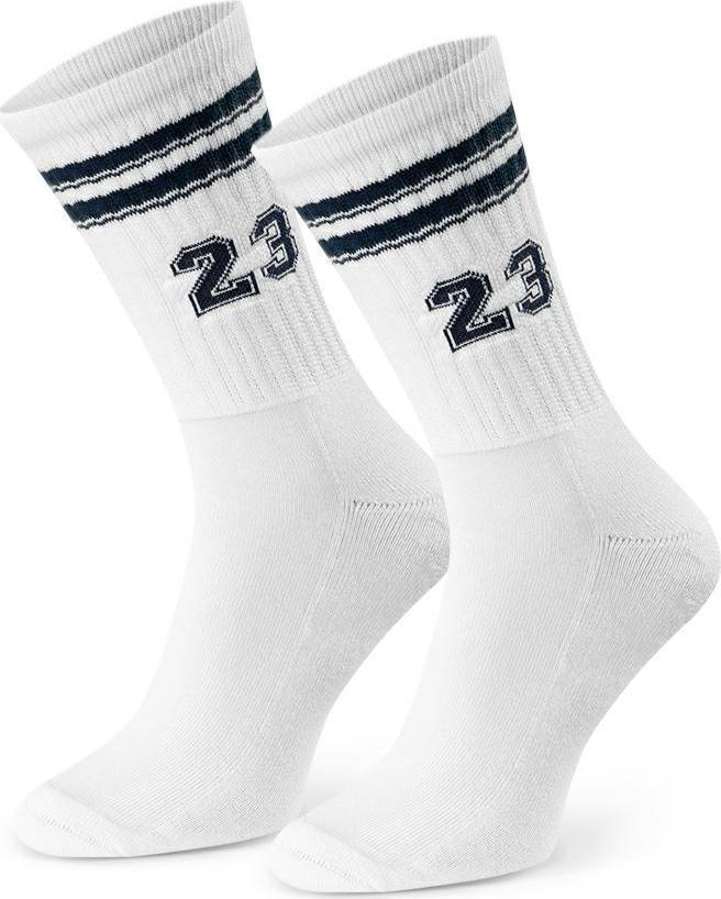 Biele športové polofroté ponožky s vysokým sťahovacím pásikom Art. 047 AX122, WHITE Veľkosť: 41/43