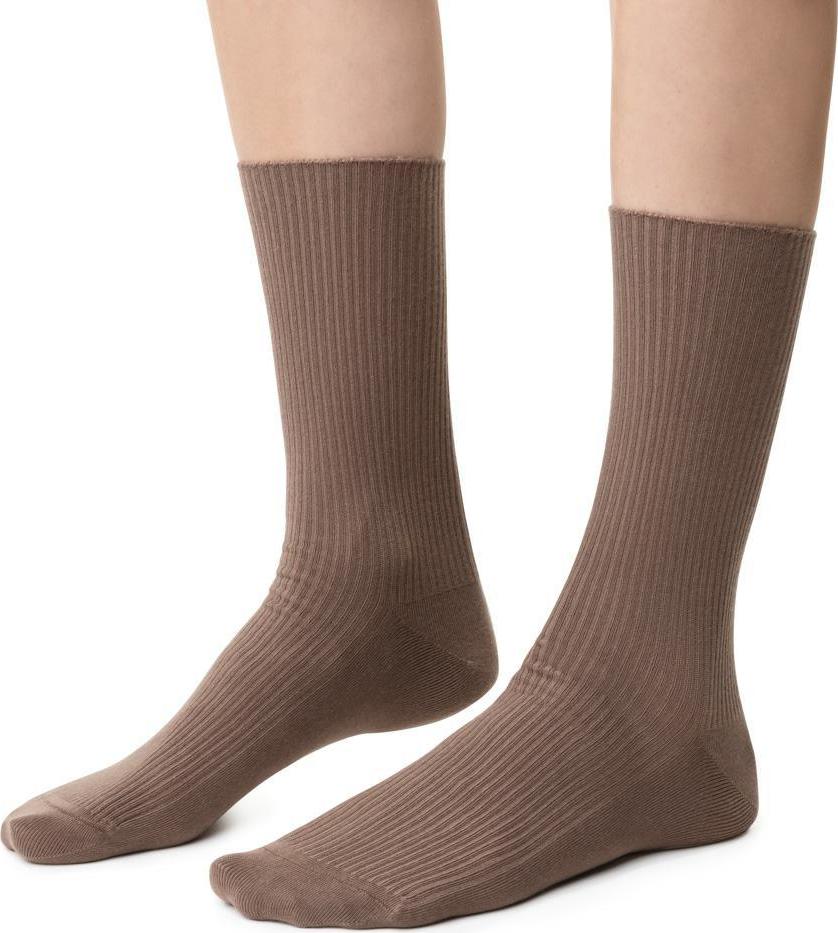 Hnedé dámske rebrované vysoké ponožky Art. 062 TX013, BROWN Veľkosť: 35/37