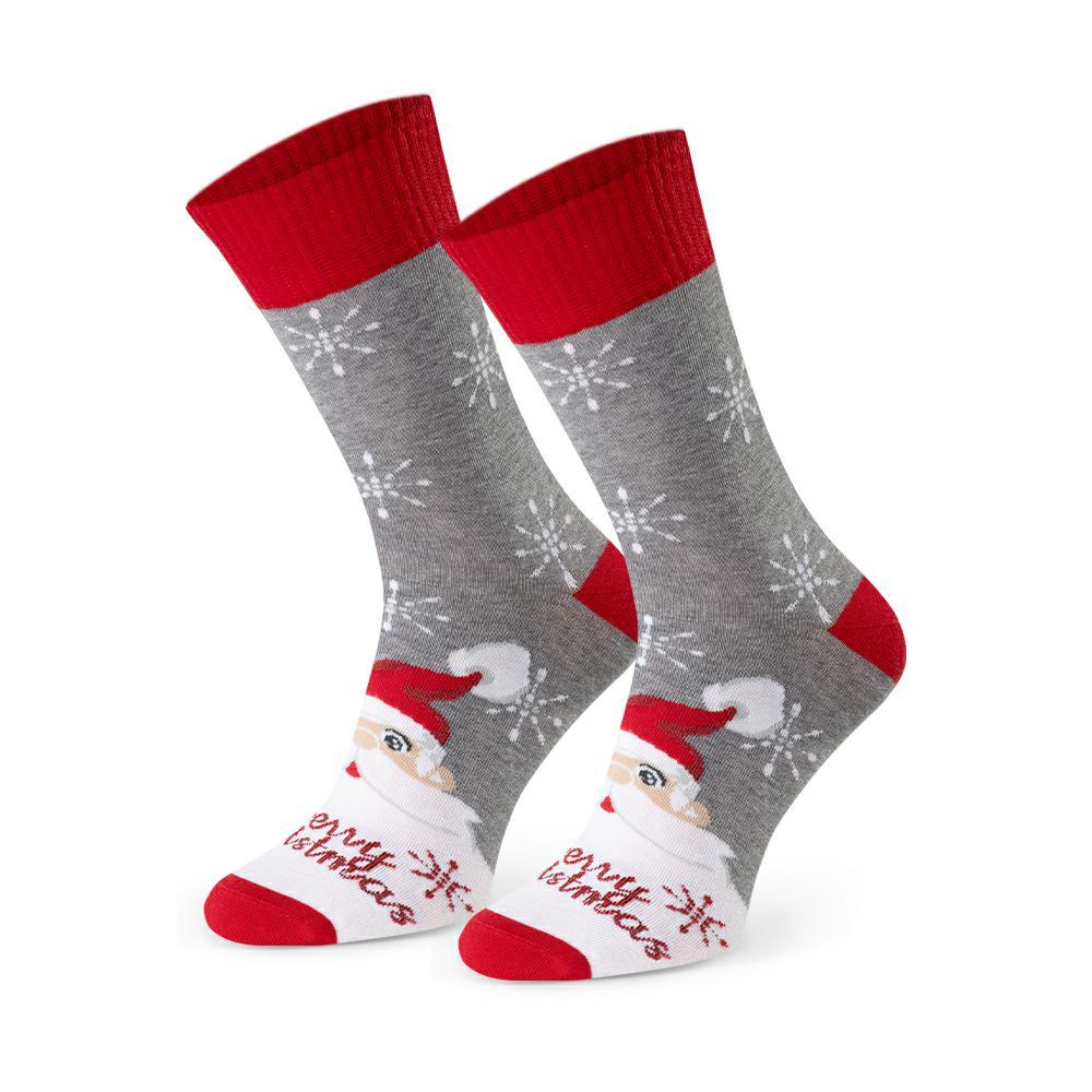 Sivé pánske vysoké ponožky s vianočnou potlačou Art.136 KL162, GRAY MELANGE Veľkosť: 41/43