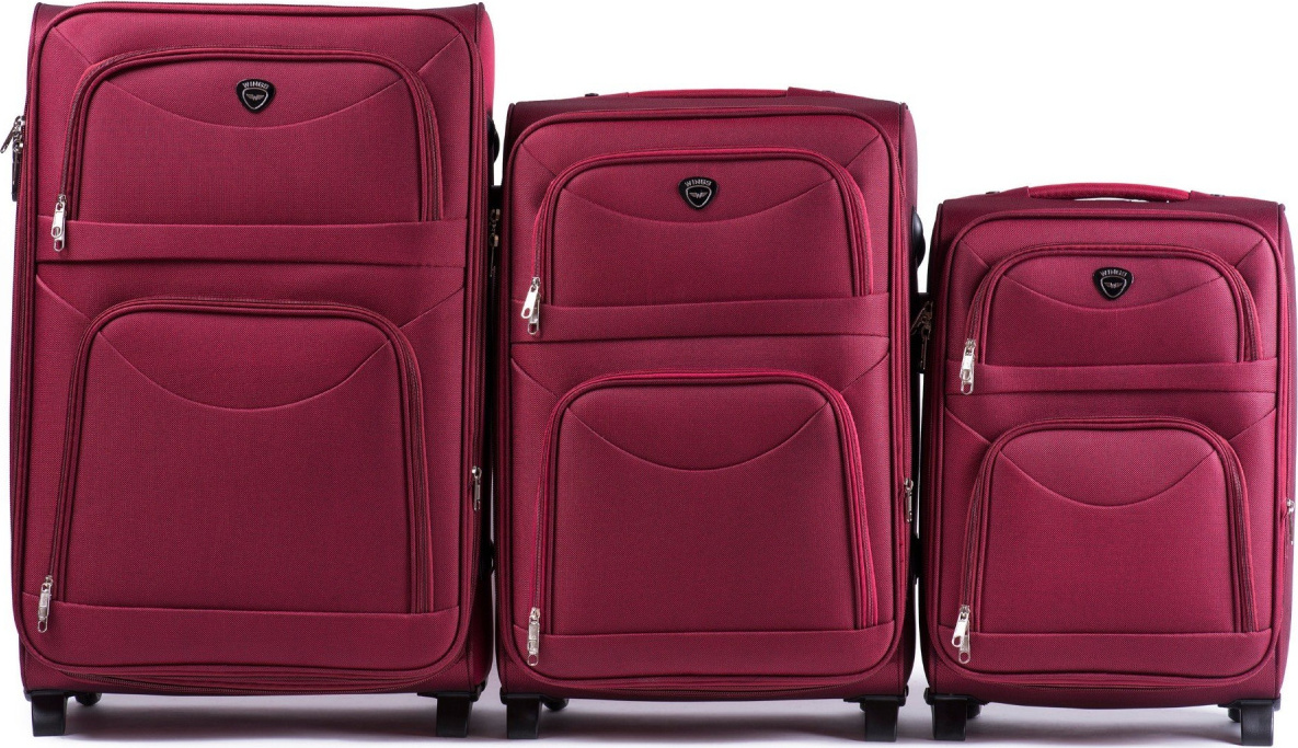 Vínová sada 3 cestovných kufrov 6802(2)Wings 2 wheels L,M,S, Double red Veľkosť: Sada kufrov