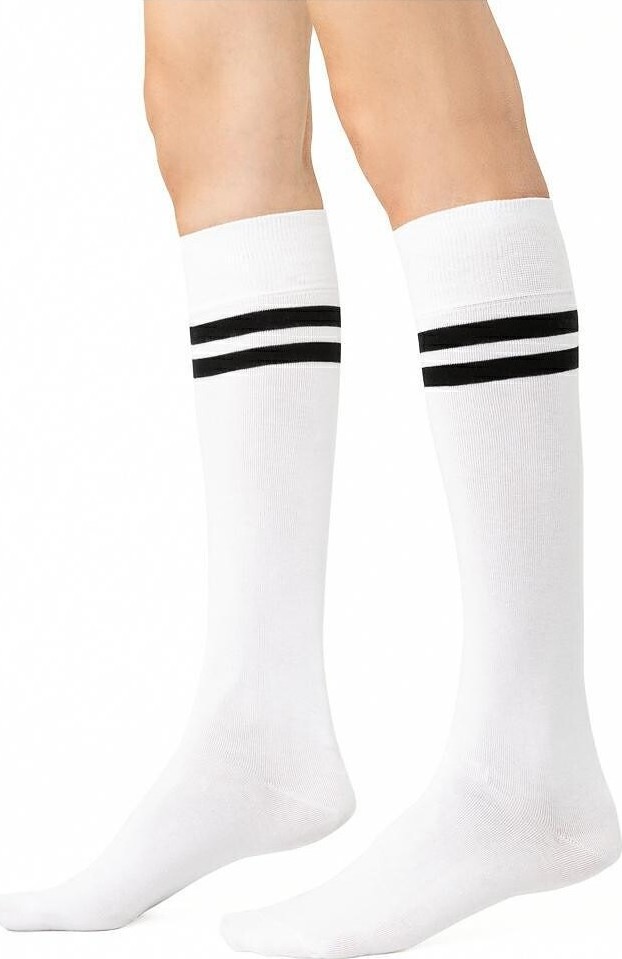 Steven vysoké podkolienky s pruhmi art.072 Veľkosť: 35-37, Barva: biela