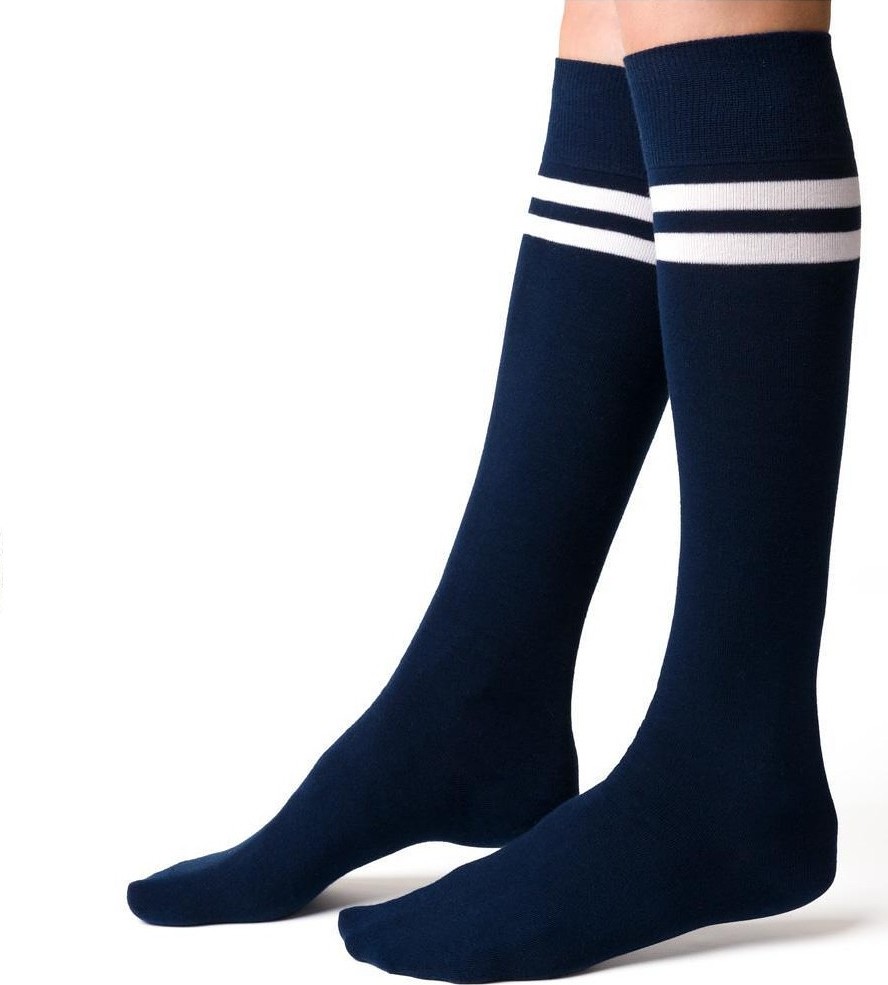 Steven vysoké podkolienky s pruhmi art.072 Veľkosť: 38-40, Barva: tmavomodrá