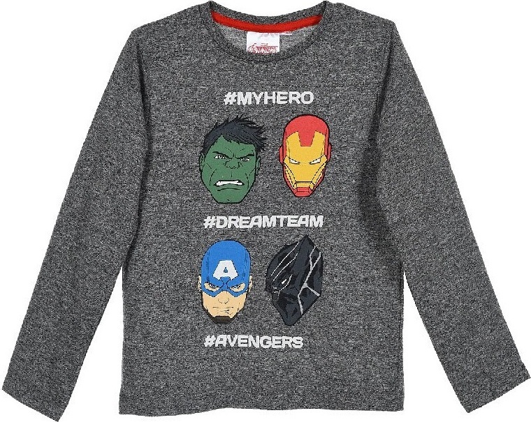 Sivé detské tričko s dlhým rukávom Avengers Marvel Veľkosť: 104