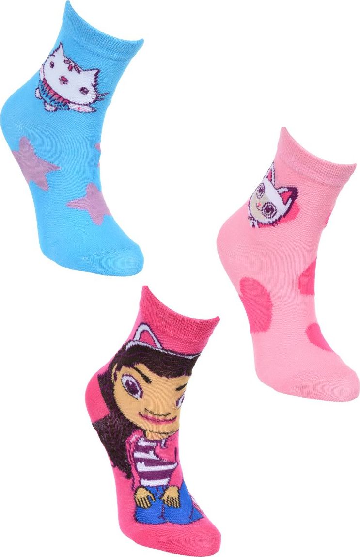 3 páry bavlnených dievčenských ponožiek Gabi Dollhouse - ružová/modrá Veľkosť: 23/26
