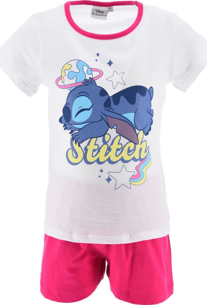 Bielo-ružové detské krátke pyžamo Disney Stitch Veľkosť: 98