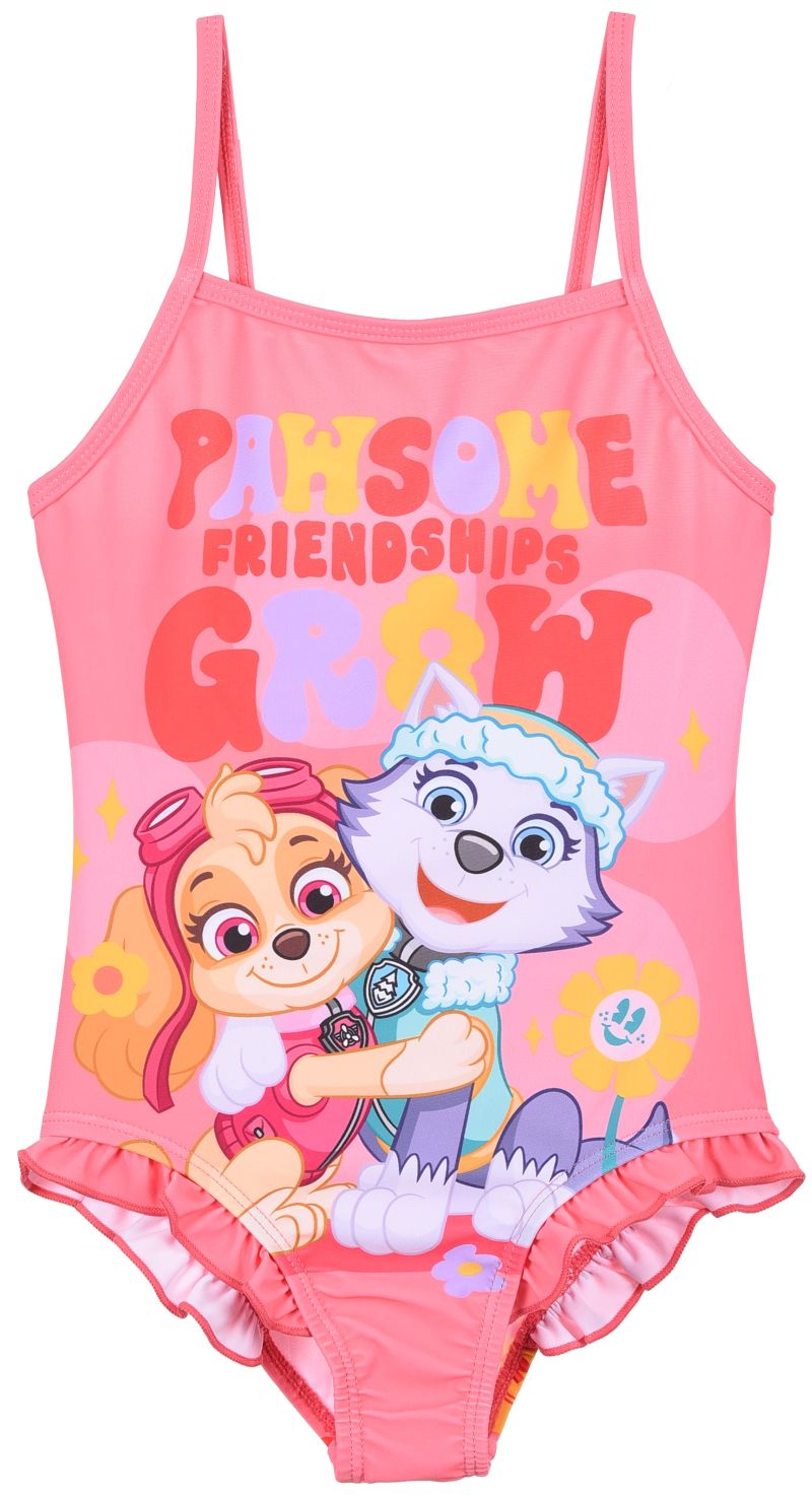 Ružové dievčenské jednodielne plavky Paw Patrol - Skye a Everest Veľkosť: 98
