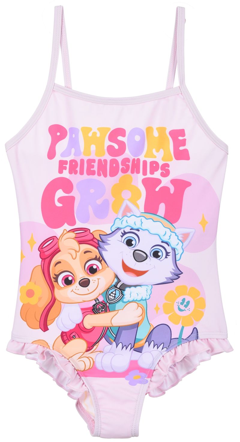 Svetloružové dievčenské plavky Paw Patrol - Skye a Everest Veľkosť: 98