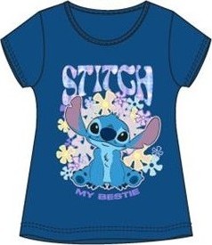 Tmavomodré detské tričko s krátkym rukávom Lilo and Stitch Veľkosť: 104