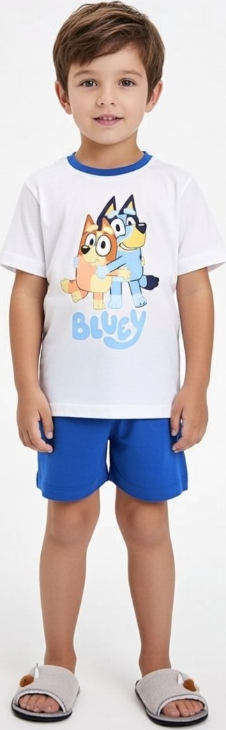 Bielo-modré detské krátke pyžamo Bluey Veľkosť: 110