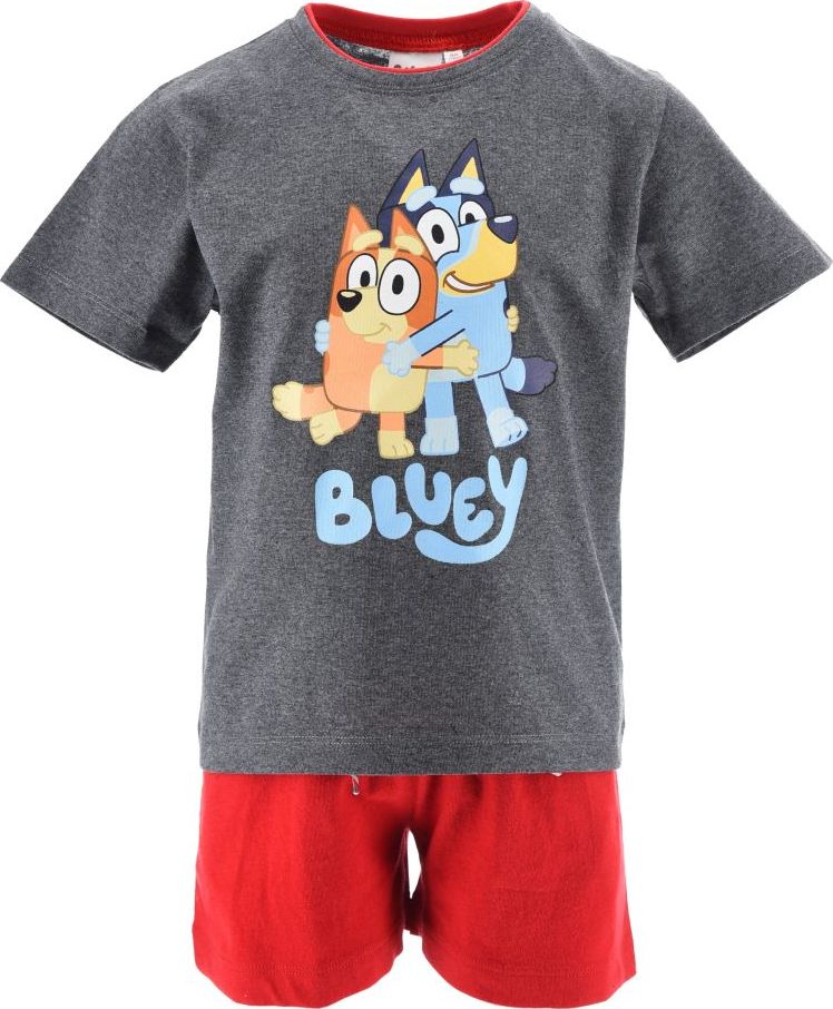 Červeno-sivé detské krátke pyžamo Bluey Veľkosť: 104