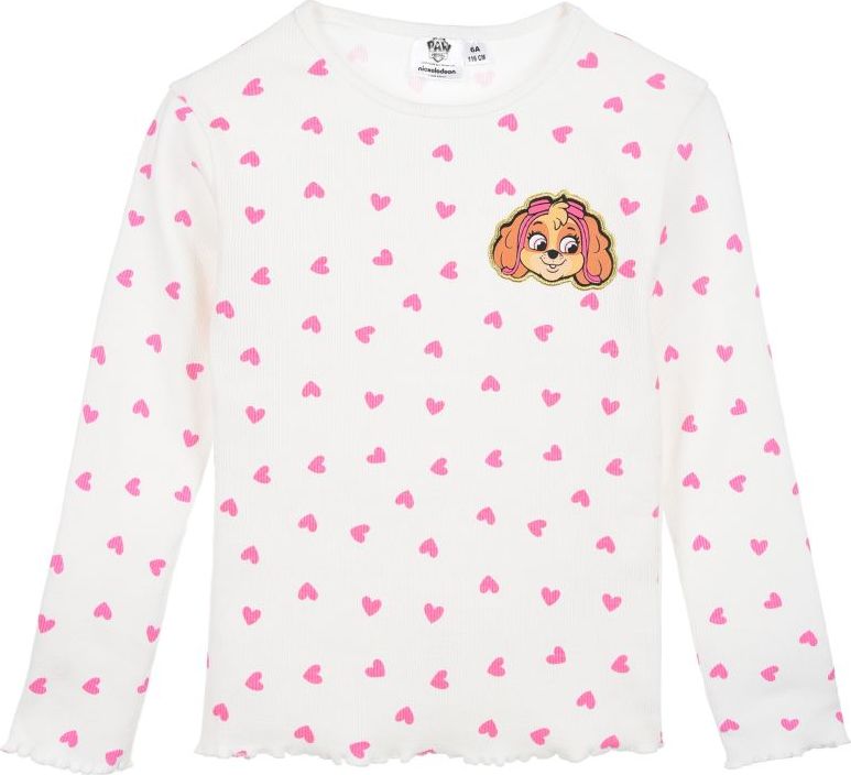 Biele dievčenské tričko s dlhým rukávom Paw Patrol - Skye Veľkosť: 116
