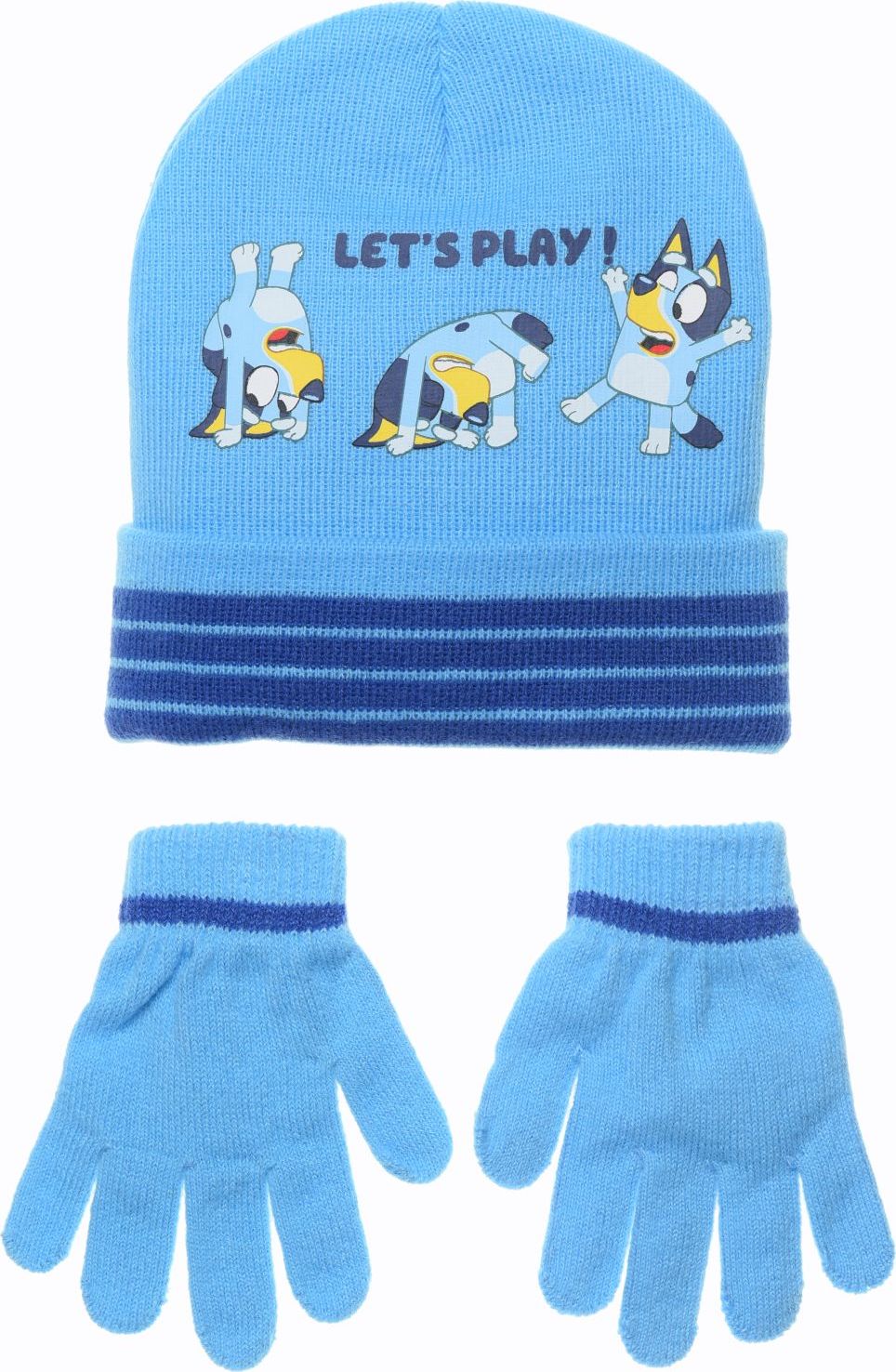Svetlomodrý chlapčenský set čiapky a rukavíc Bluey Veľkosť: 54