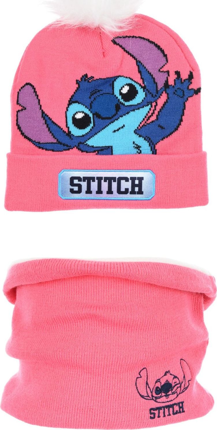 Ružový dievčenský set čiapky a nákrčníka Stitch Veľkosť: 52
