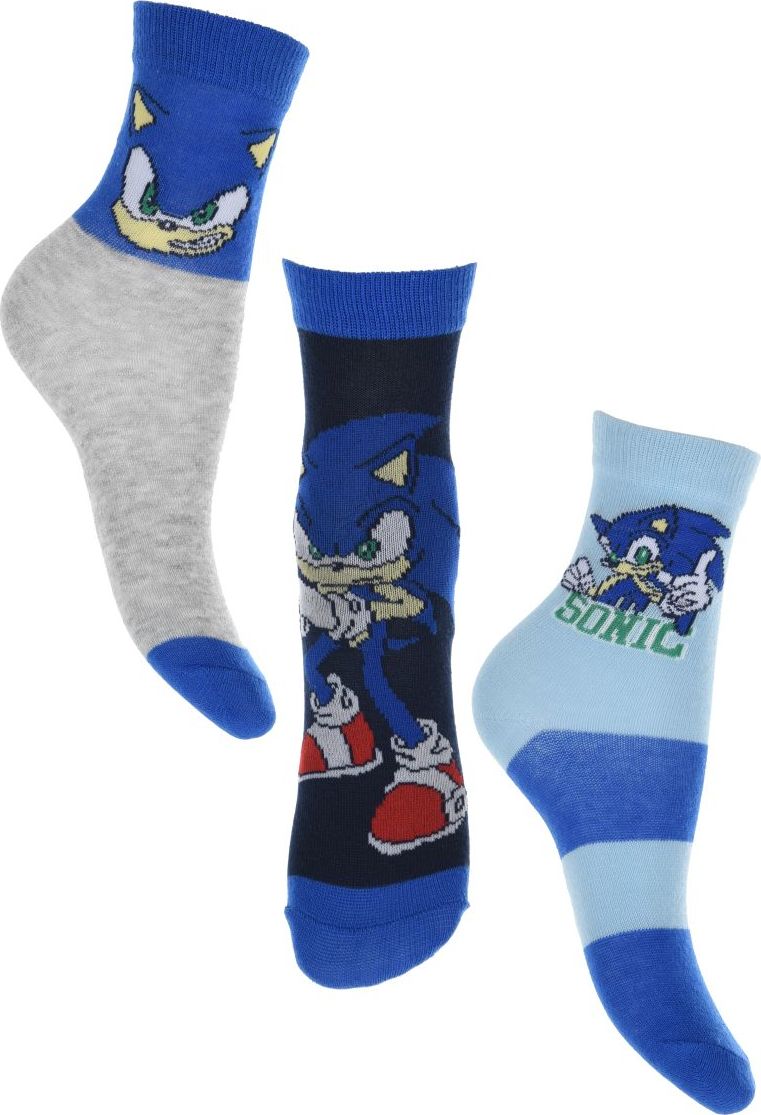 Súprava troch párov chlapčenských ponožiek Sonic the Hedgehog Veľkosť: 23/26