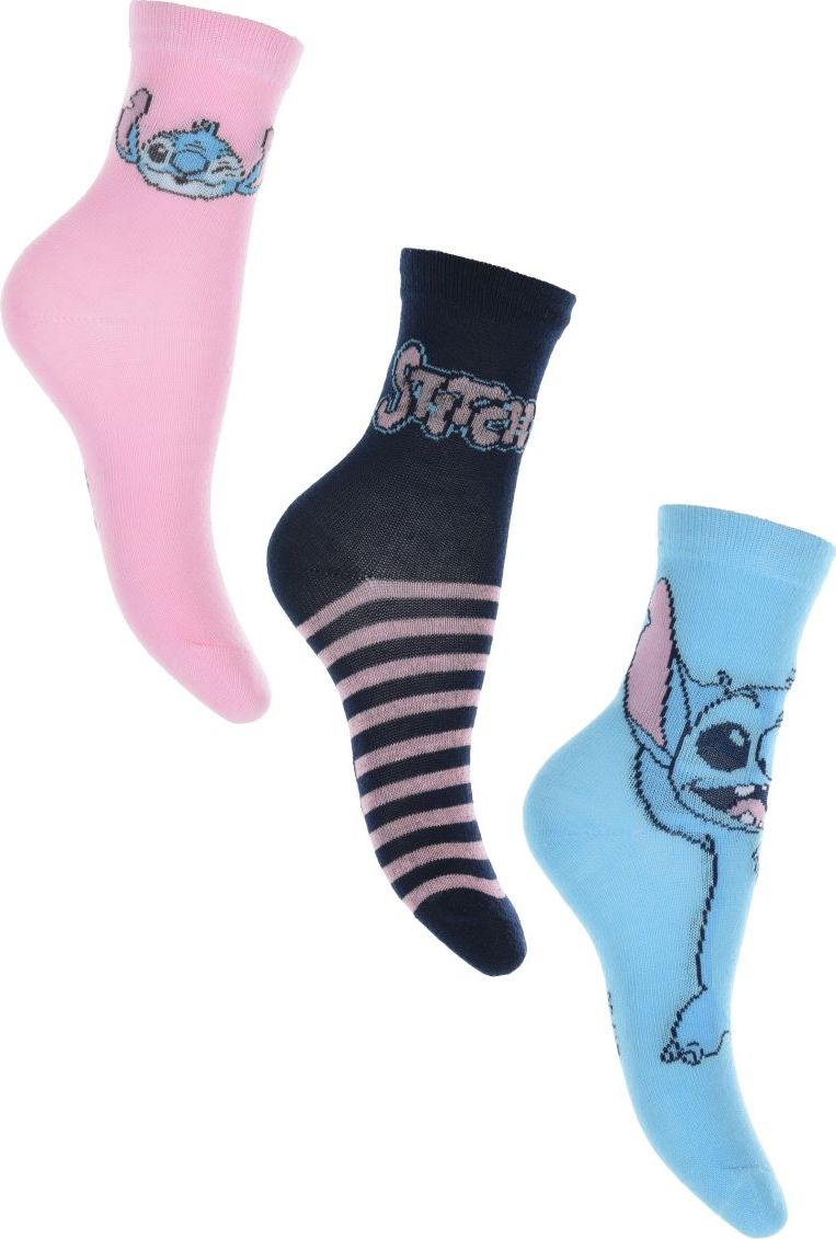 Set dievčenských ponožiek Lilo and Stitch - ružová/tmavo modrá/modrá Veľkosť: 23/26