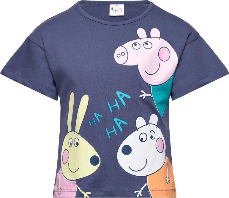 Tmavomodré bavlnené tričko s krátkym rukávom Peppa Pig Veľkosť: 116